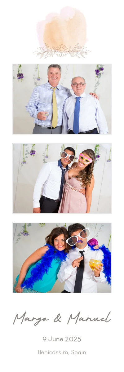 2 × 6 photo strip · example 2 example featuring Margo and Manuel’s wedding photos