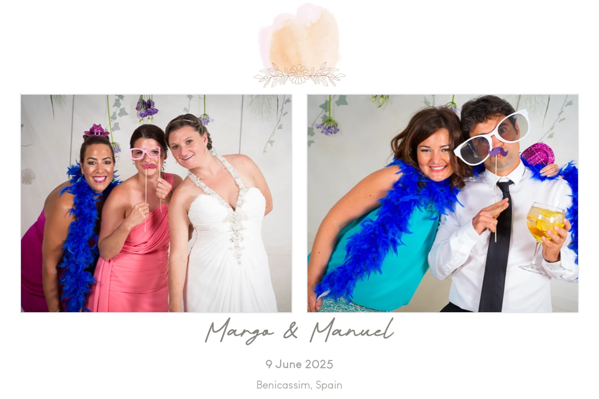 6 × 4 landscape layout · example 2 example featuring Margo and Manuel’s wedding photos