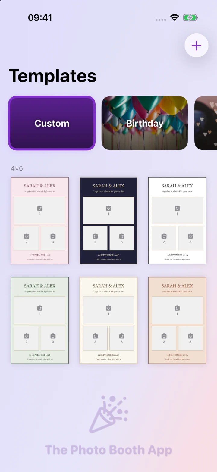Template categories in Photo Booth App