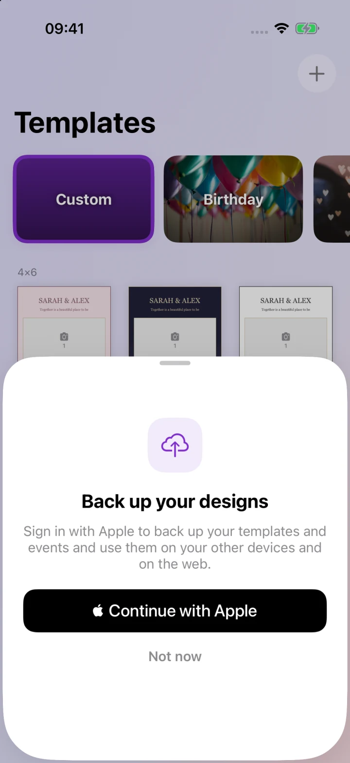 Design backup explanation and Sign in with Apple button Design backup explanation and Sign in with Apple button
