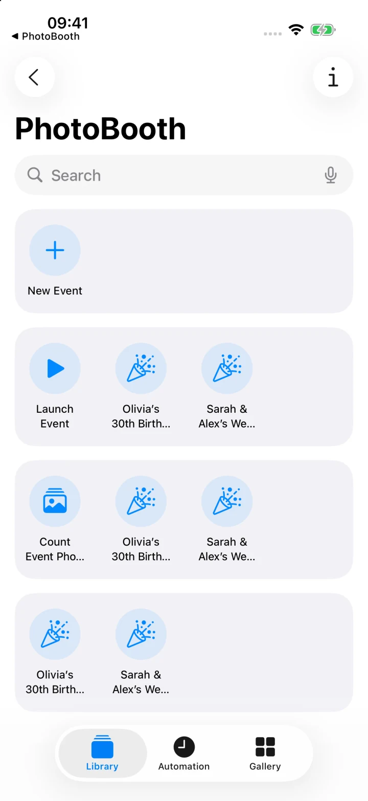 Photo Booth App actions in Shortcuts.