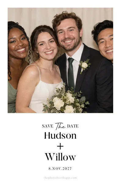 Save the date portrait with example photos