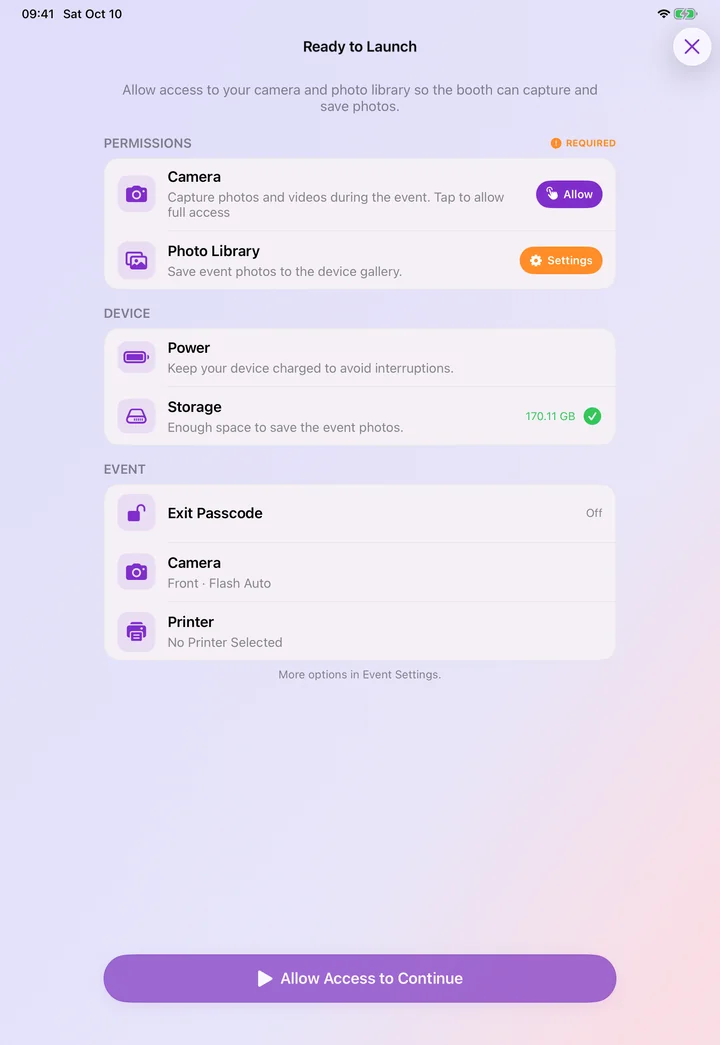 Launch checklist on iPad