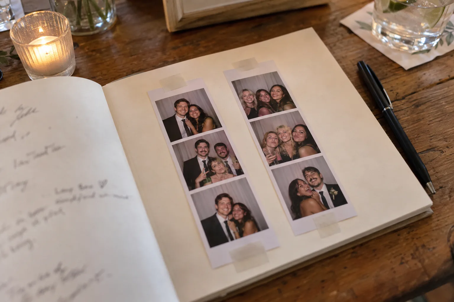 A wedding guest book with photo cards and space for handwritten notes A wedding guest book with photo cards and space for handwritten notes