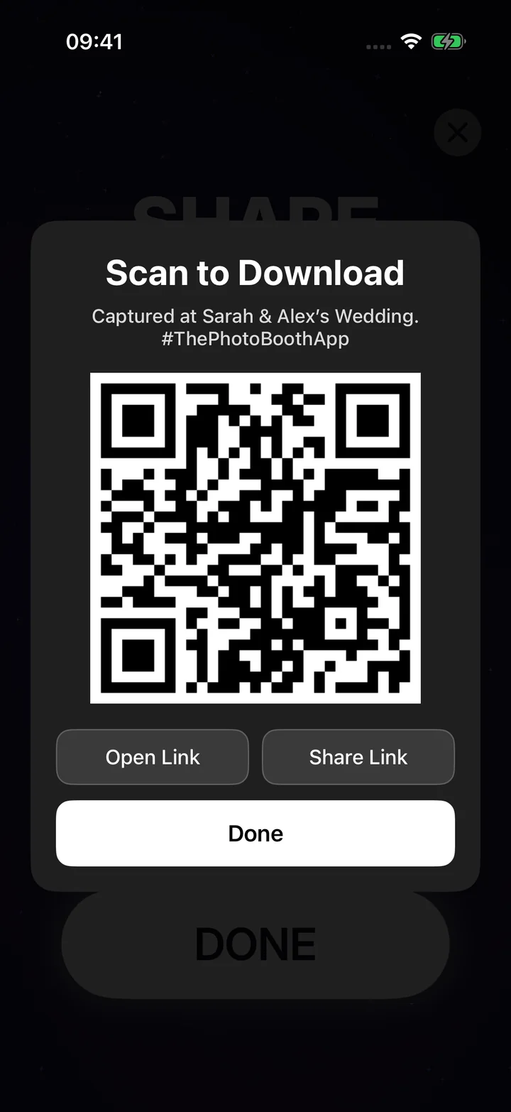 Guests sharing their photos with a QR code